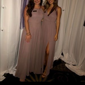 Full length mauve pink formal dress